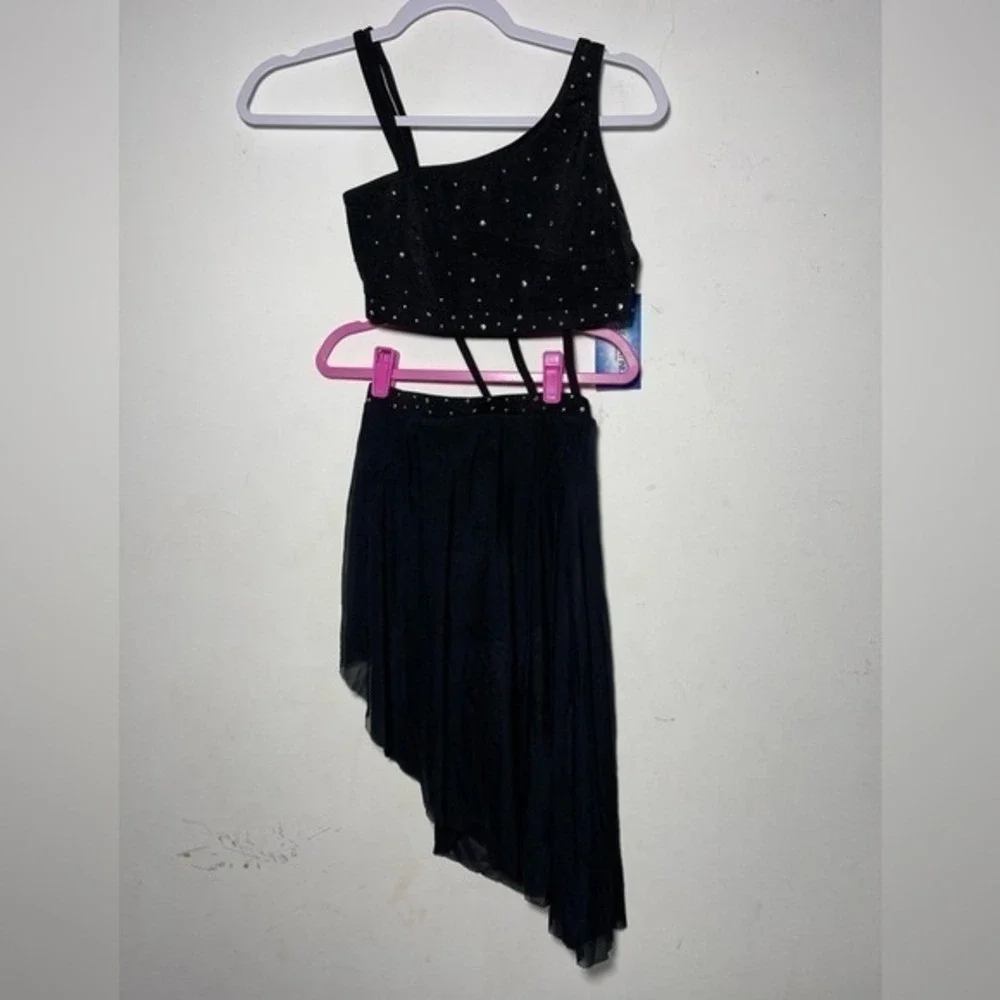CM Double Platinum Girls Harmony Asymmetrical Dress  Black dance dancewear‎